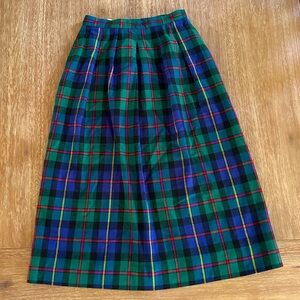 Vintage J.G. Hook Women’s Tartan Plaid Wool Midi Skirt